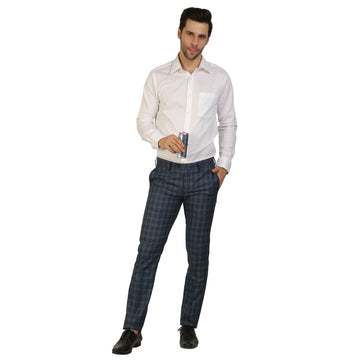 Blue Poly Blend Trouser